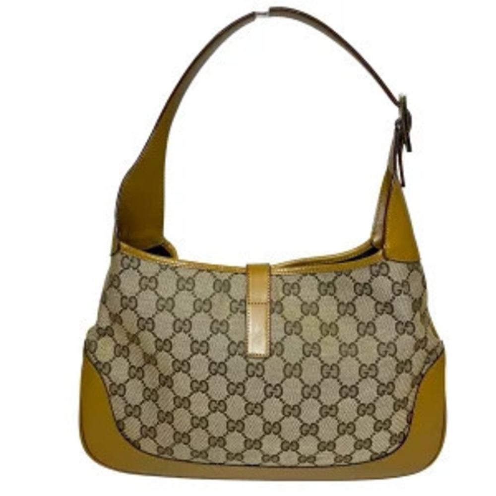 Gucci Jackie Canvas Shoulder Leather 3306 Bag 001 Black